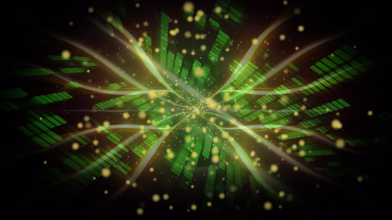 오렌지색과 초록색의 에너지와 불빛의 애니메이션