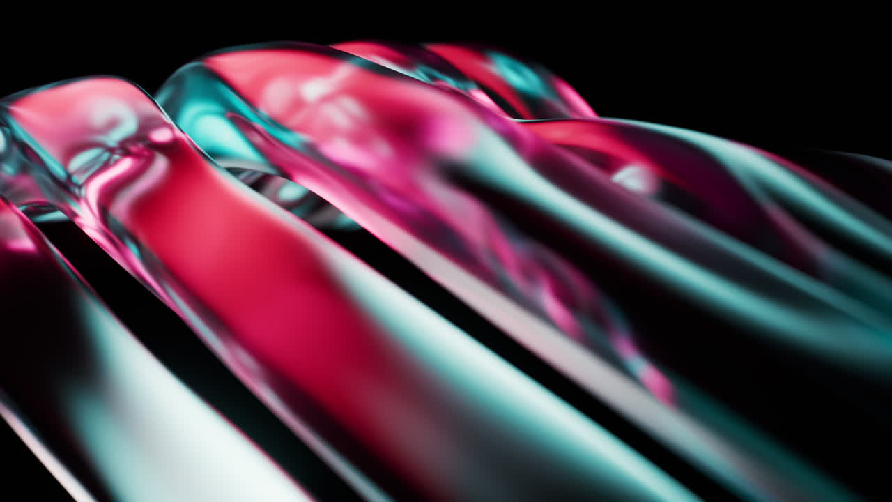 Transparent wave glass geometries with colorful lights, 3d rendering