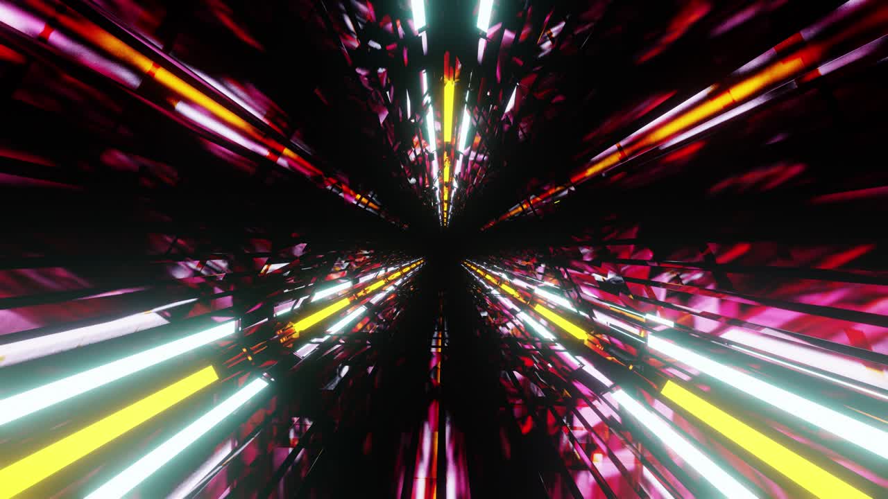 rotación de bucle de un túnel triangular multicolor con luces parpadeantes. para decorar sus vacaciones y videos musicales.