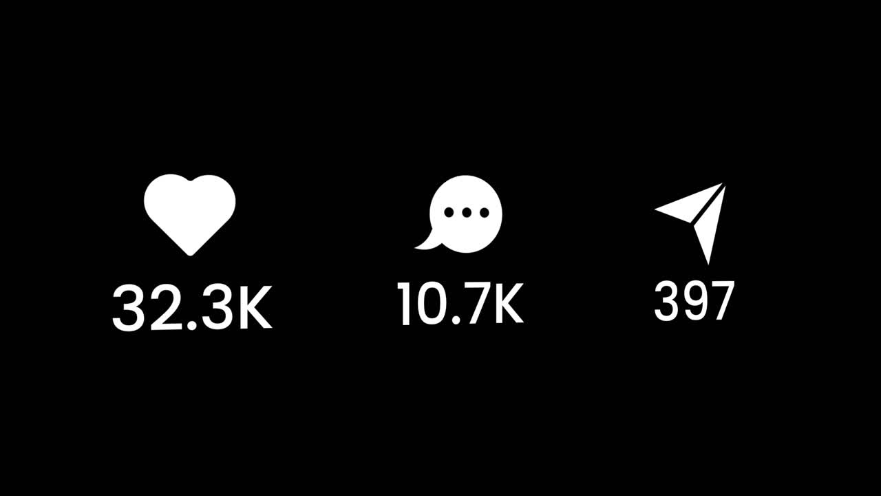 Viral content of social media icons animation isolated on black background