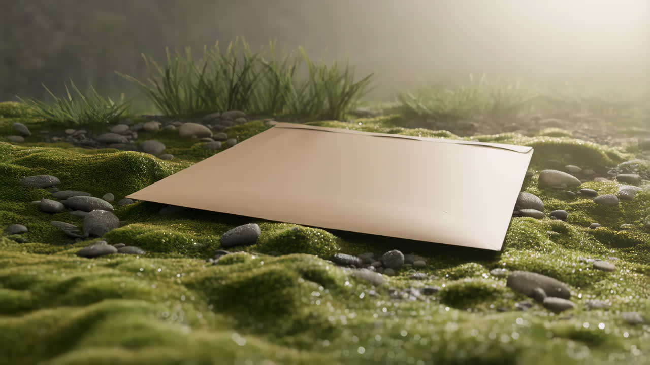 An Envelope Resting on a Mossy Forest Floor