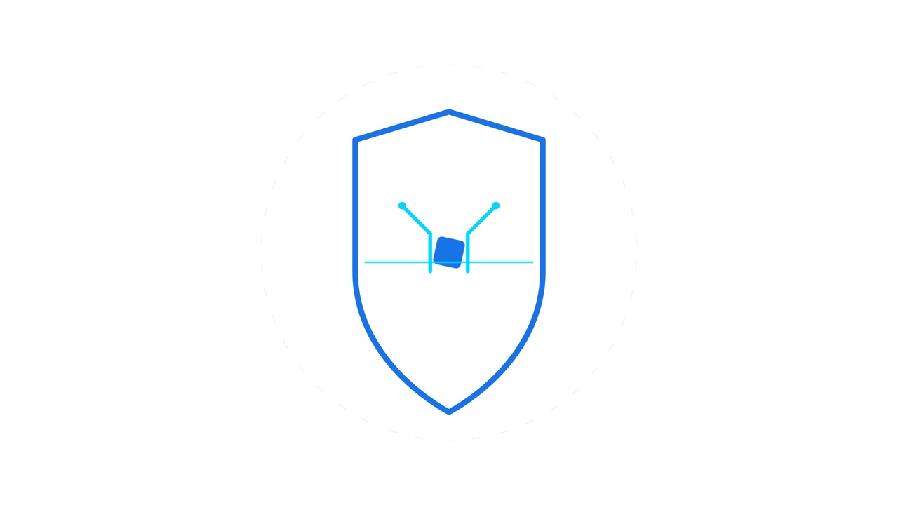 Icono de escudo animado dibujándose a sí mismo sobre fondo blanco