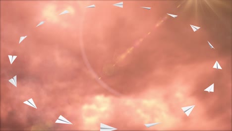 animación de un avión de papel volando en bucle