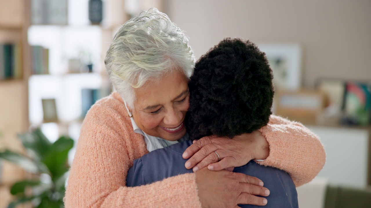 A heartwarming hug between a grandmother and her grandchild