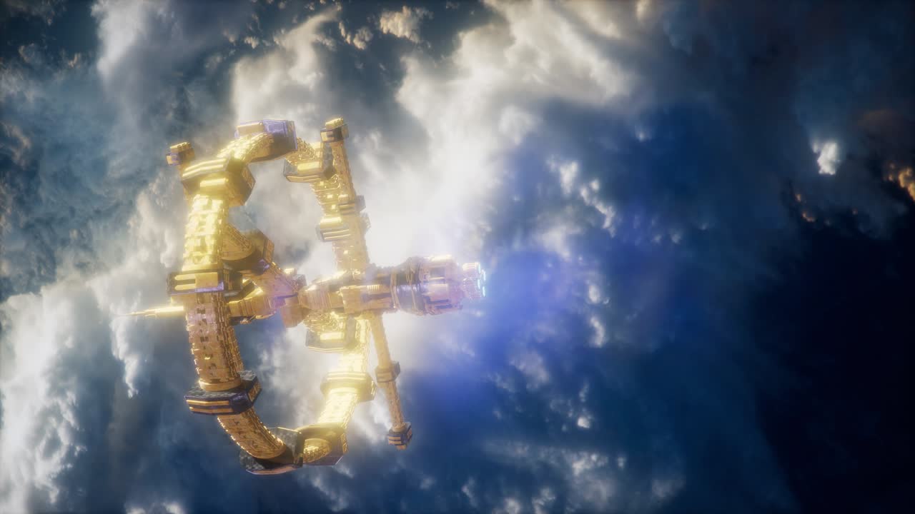 Earth and Spacecraft. space ship over the earth