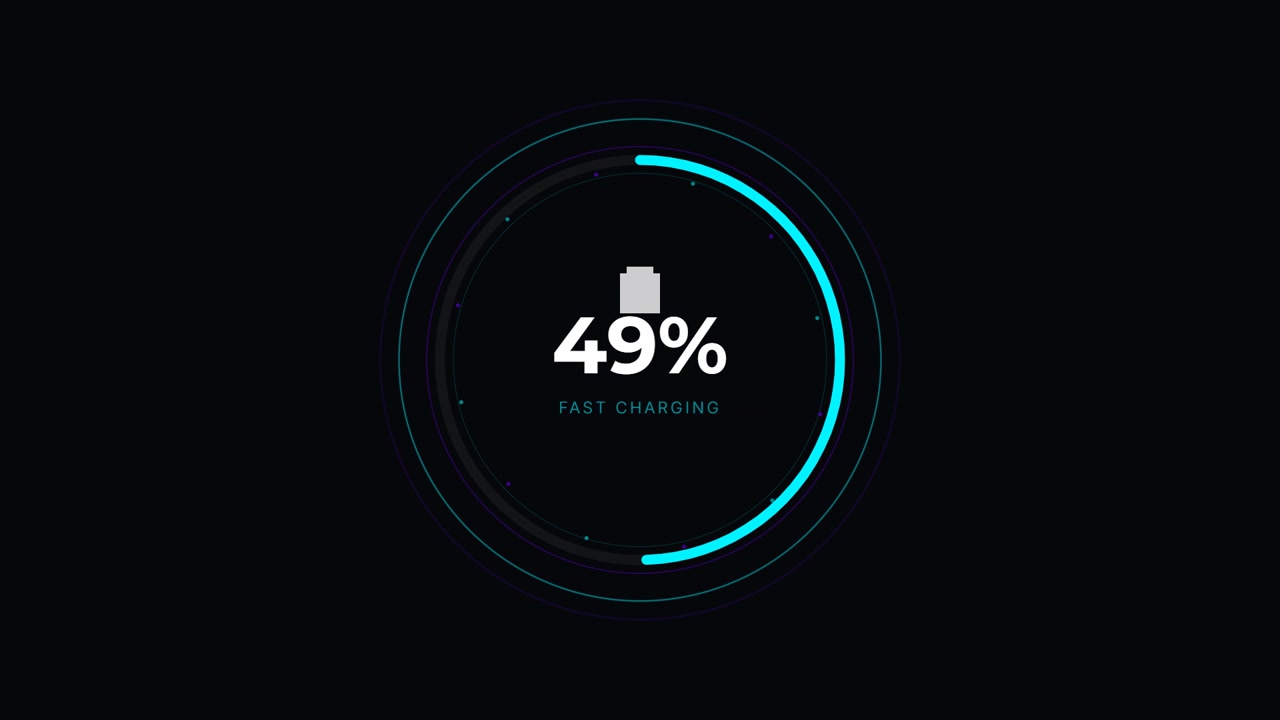 Digital Battery Fast Charging Percentage Indicator Animation