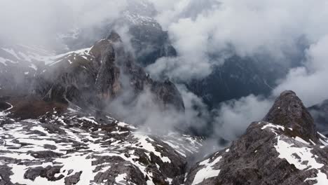 aerial view of dolomite mountains, the alps, italy