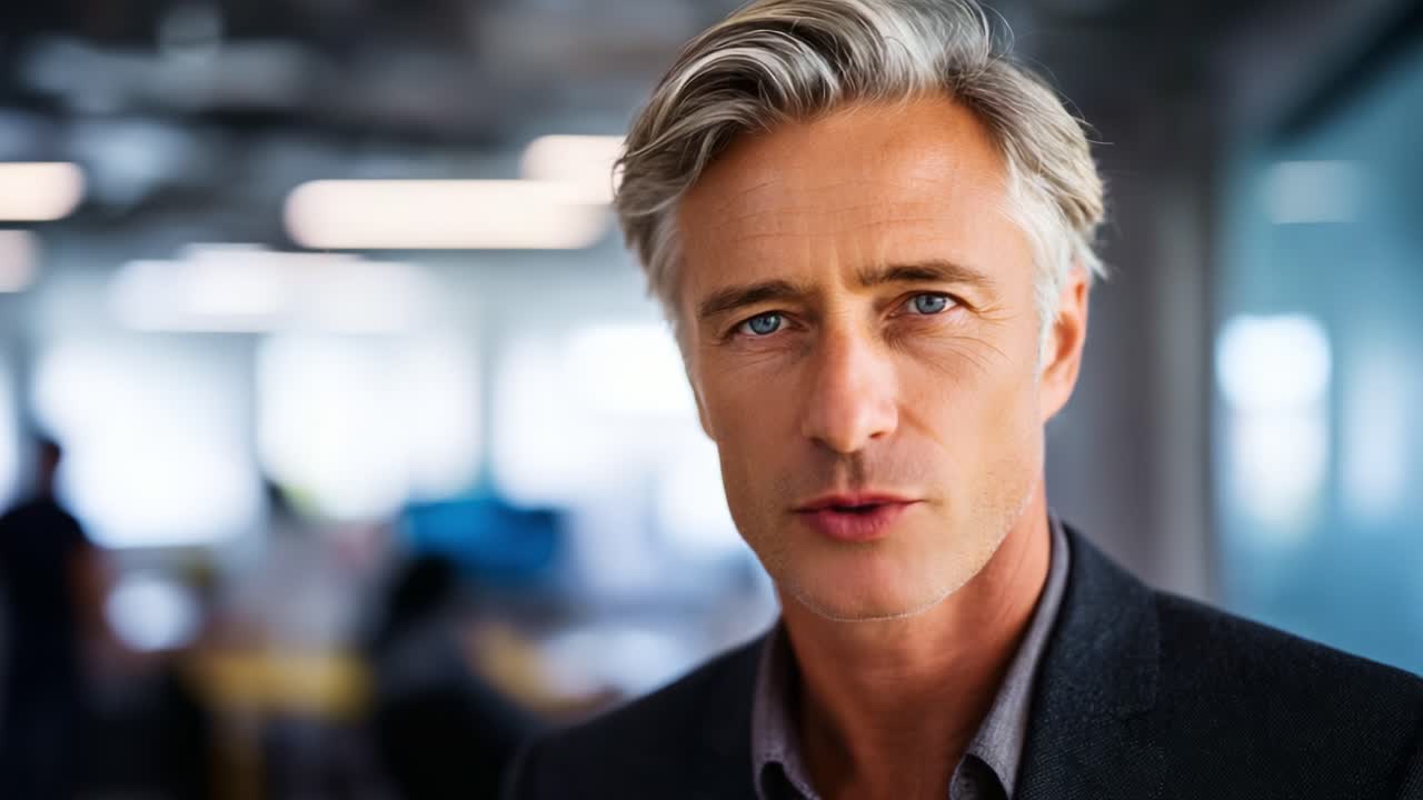 A Confident Man in a Modern Workspace: Capturing the Essence of Professionalism and Engagement Through Expressive Communication and Intense Focus