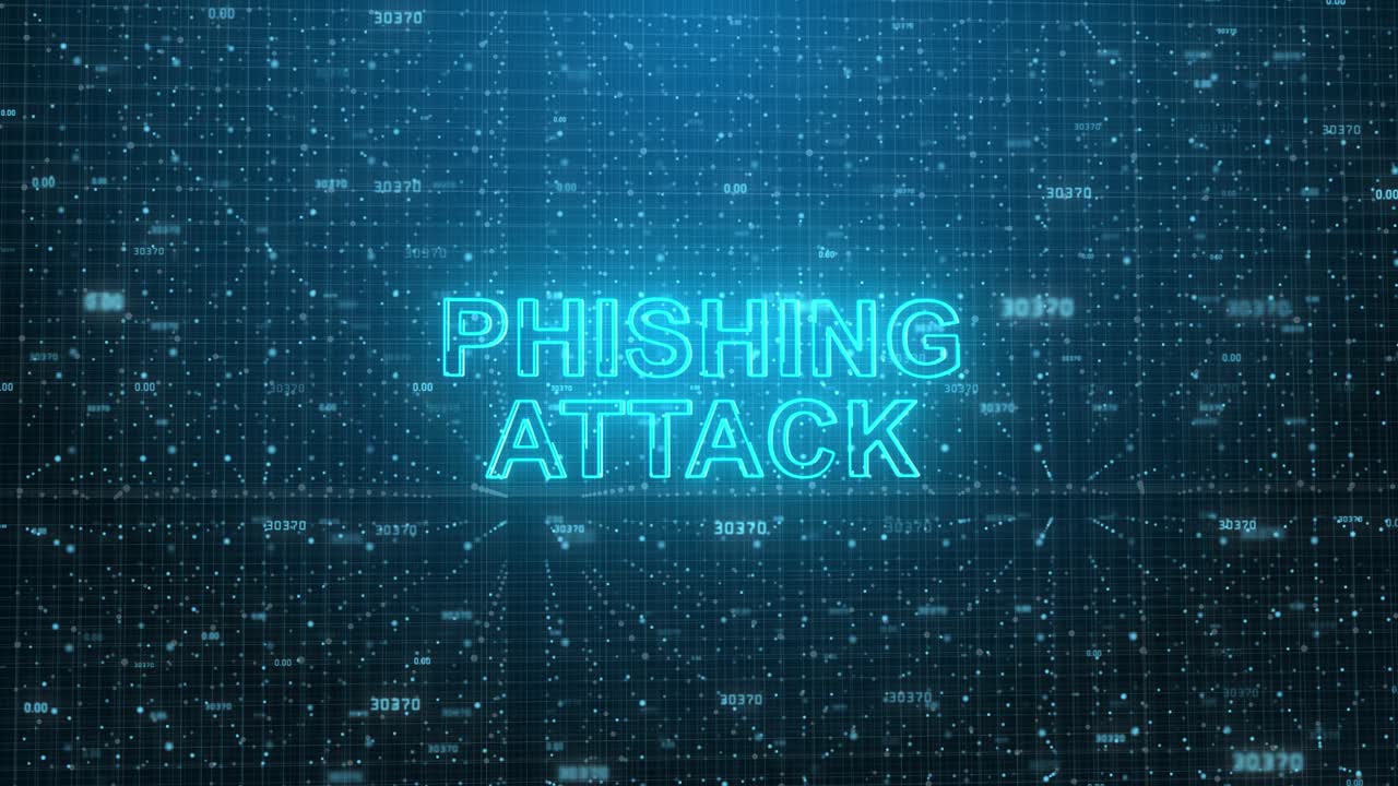 Phishing Attack Text on Digital Cybersecurity Network Background