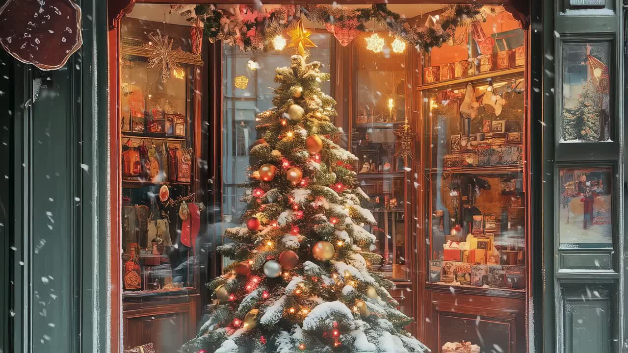 Snowy Christmas Window Display
