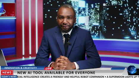 man talk show host discuss modern events