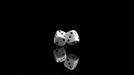 two dices in super slow motion rebounding against a black background