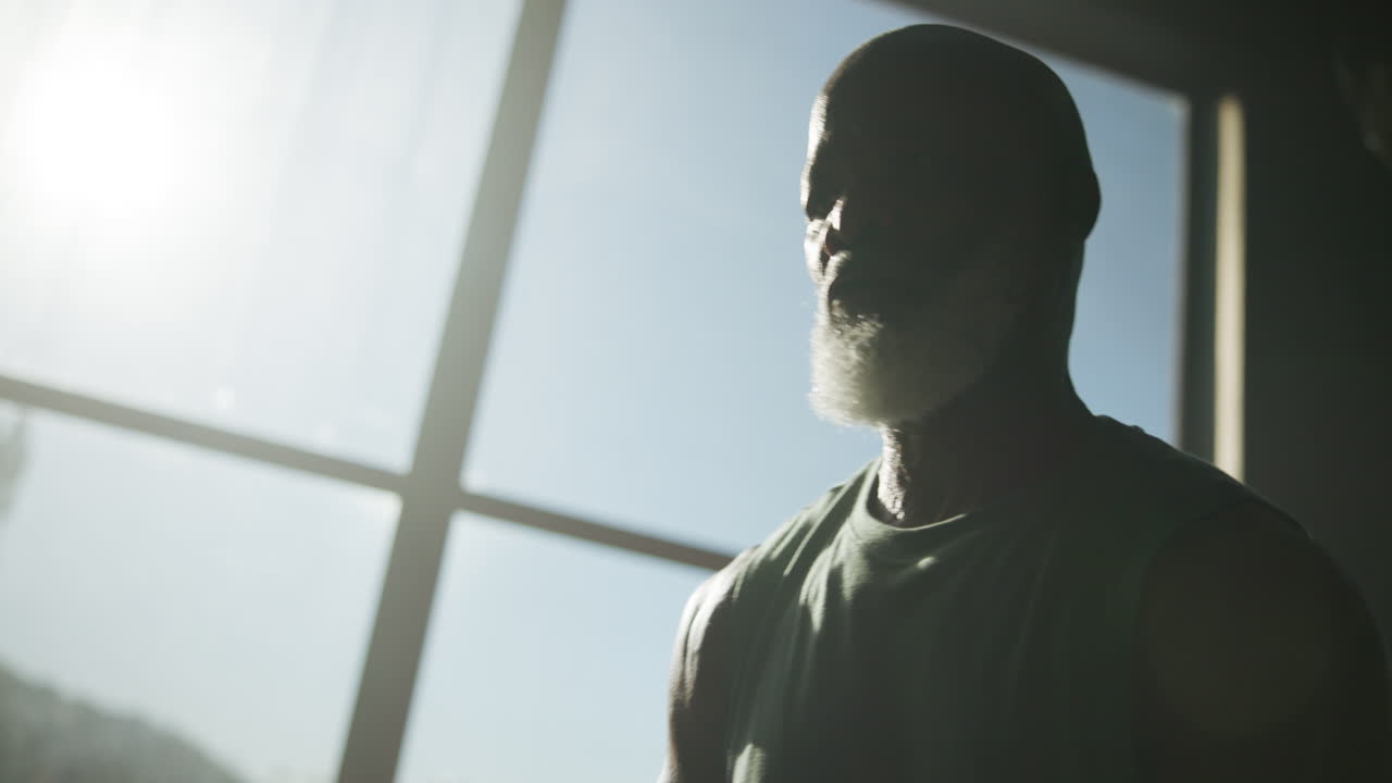 Man working out with kettlebell