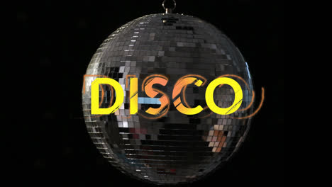 Animación-De-Texto-Disco-Sobre-Bola-De-Discoteca