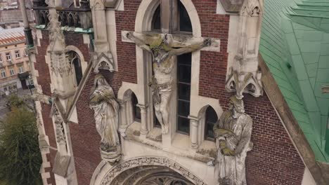 a close up of a church facade in europe