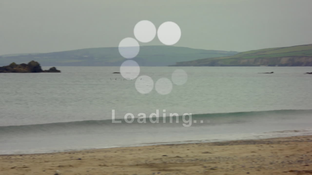 파도와 먼 섬과 함께 해변 장면에 대한 애니메이션을 로드합니다.