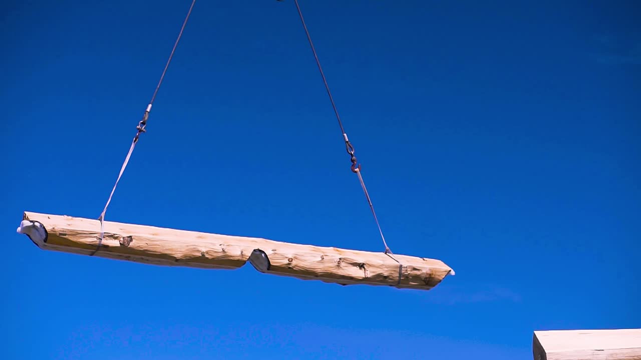 크레인 으로 나무  을 들어 올리는 것