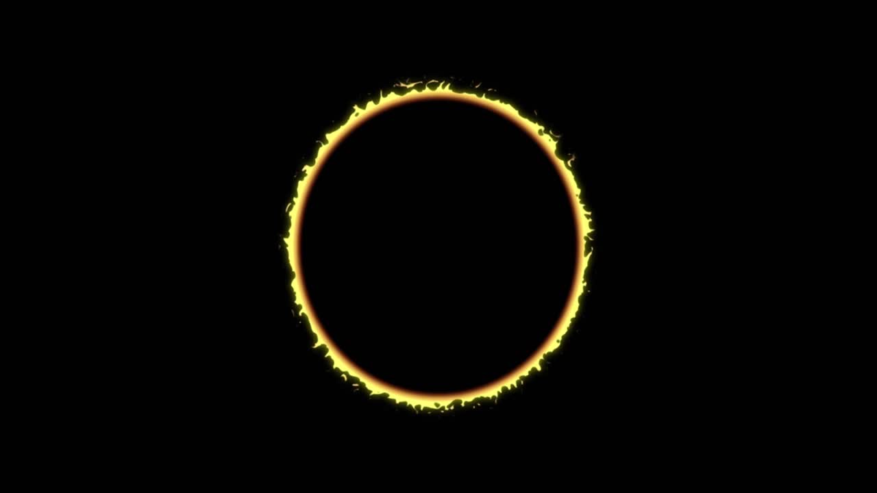 animación de un círculo amarillo brillante sobre un fondo negro