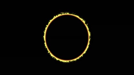 Animation-of-glowing-yellow-circle-over-black-background