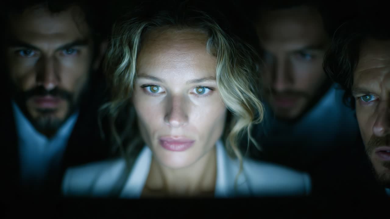 Intense Focus: A Mysterious Encounter with Intriguing Characters Deeply Engaged in a Dark Environment, Captivating Emotions and Suspense That Fosters Curiosity About Their Intentions