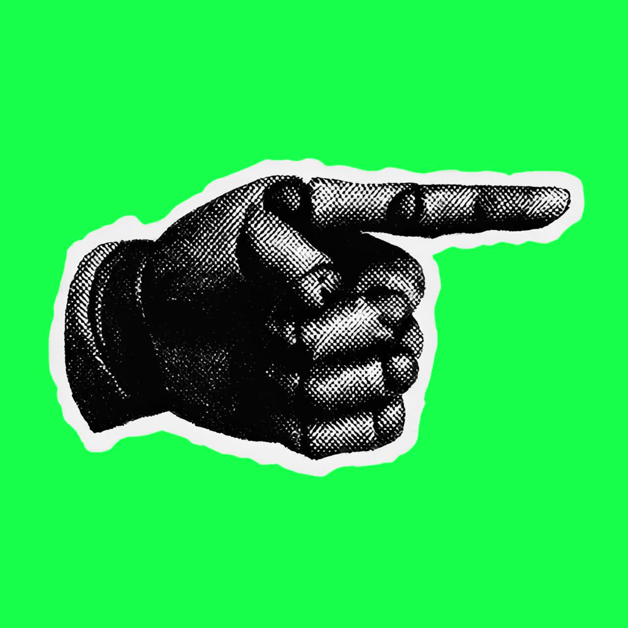 Vintage pegende hånd illustration animation, transparent 4K-video, green screen