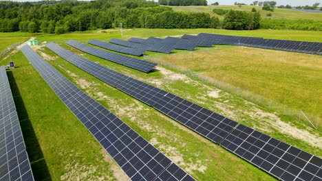 aerial top view of solar power station with a large amount of solar panel cells