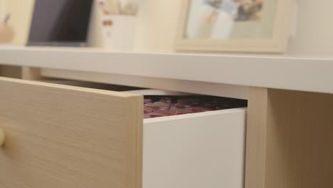 open drawer on a desk