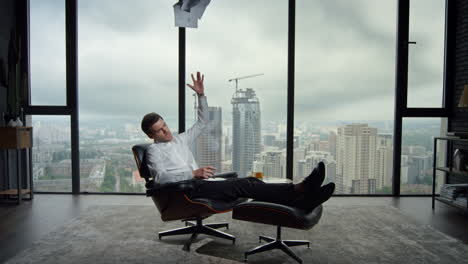 employee sitting in chair