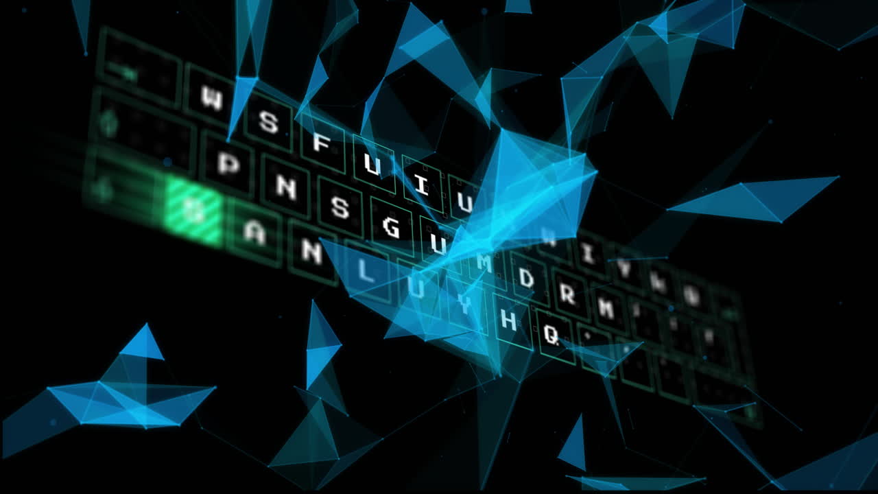 animación del procesamiento de datos a través de conexiones sobre fondo negro