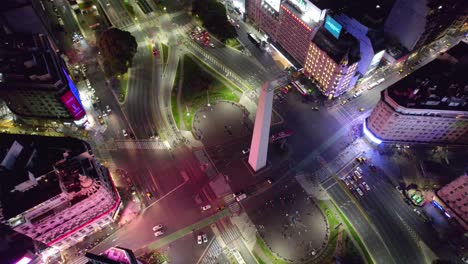 aerial dolly out view of the obelisk of buenos aires, downtown buenos aires