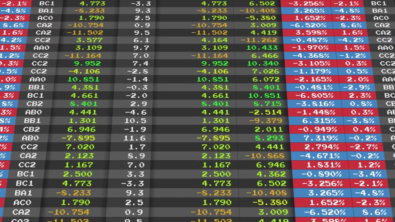 Animation of stock market on black background