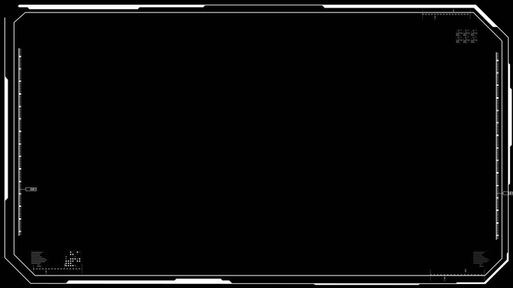 Hightech digital interface frame featuring white minimal lines grid markers for video overlays