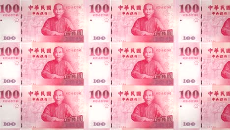 banknotes of one hundred taiwanese dollars of taiwan rolling, cash money, loop