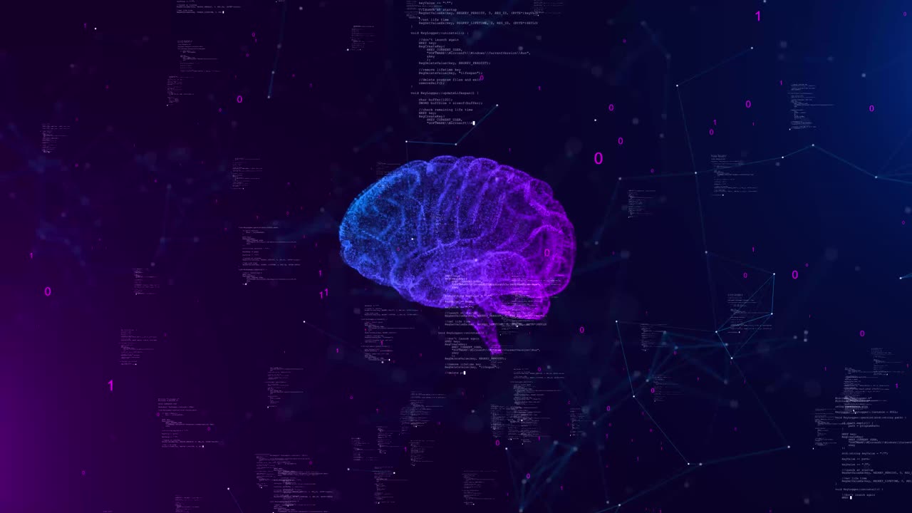 3d future ai tech machine learning face outline circuit board and binary data flow background cyber