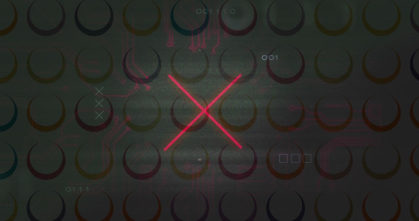 This video shows a digital animation of colorful circular shapes against a black background