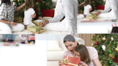 Montage-Von-Kindern,-Die-Ihre-Weihnachtsgeschenke-öffnen