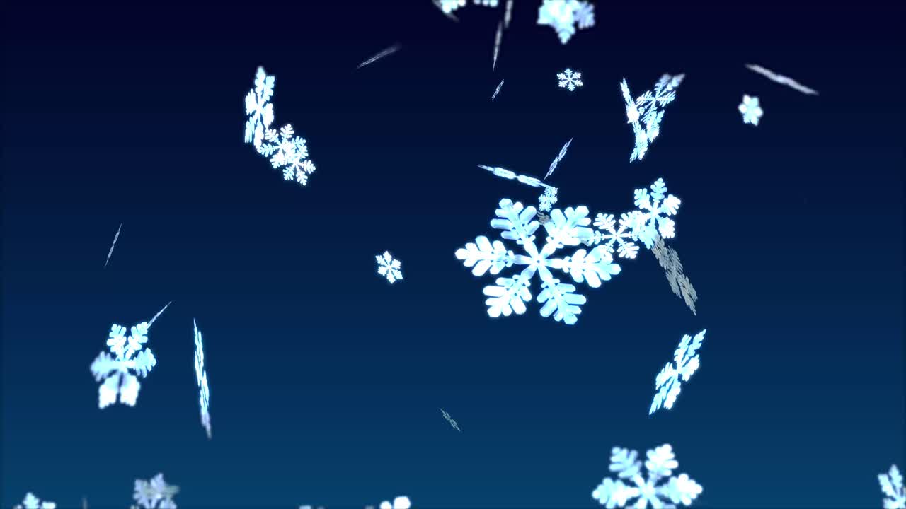 Snow falling on dark blue background