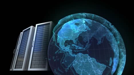 animación del globo sobre servidores de computadoras