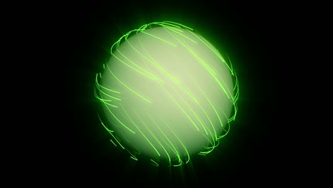 3d glowing neon lines moving around sphere. animation with alpha channel