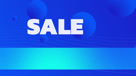 animation of sale text over blue moving background