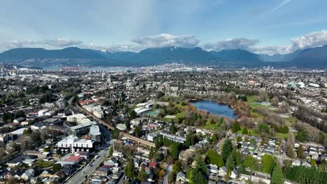 kingsway and victoria street in vancouver, canada - aerial drone shot
