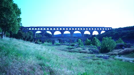 historical roman aqueduct in france big bridge with arches