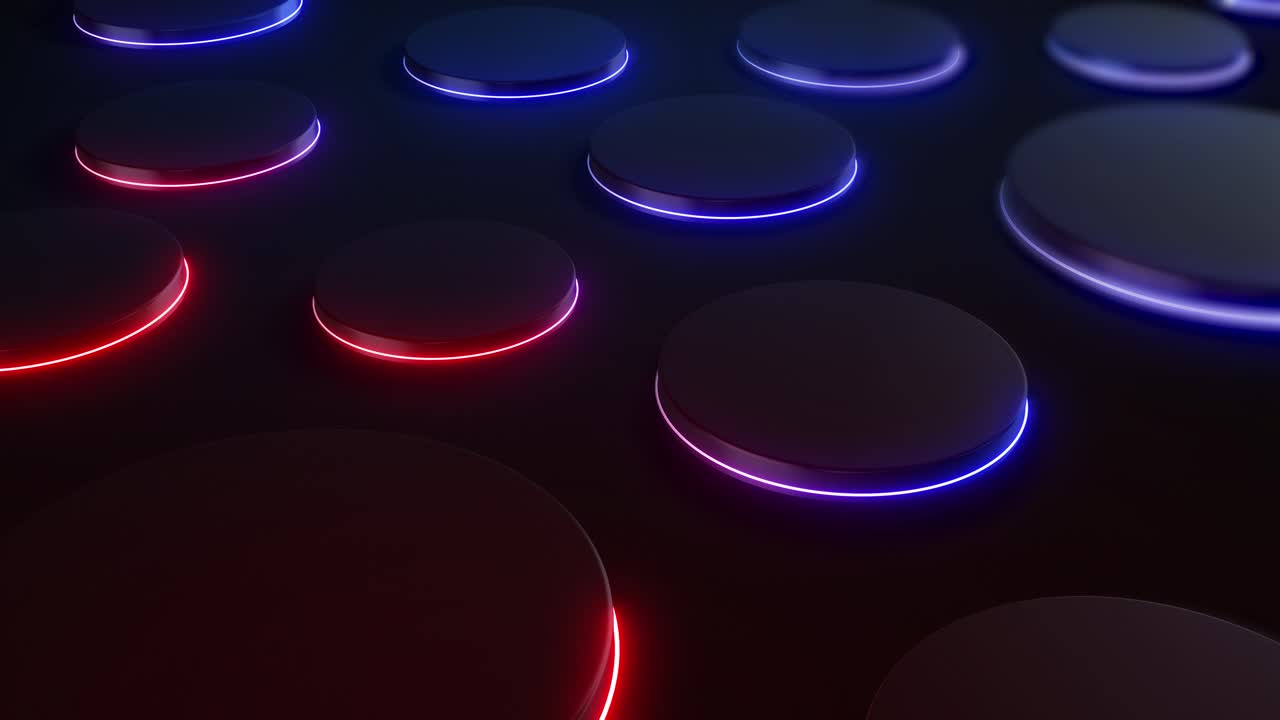 Abstract Dark Circles with Neon Glowing Border