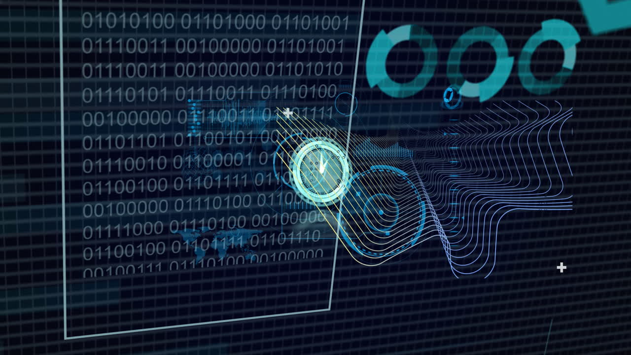 Animation of financial data processing over binary coding