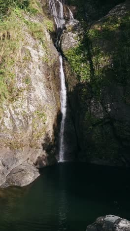 small waterfall in a rocky gorge