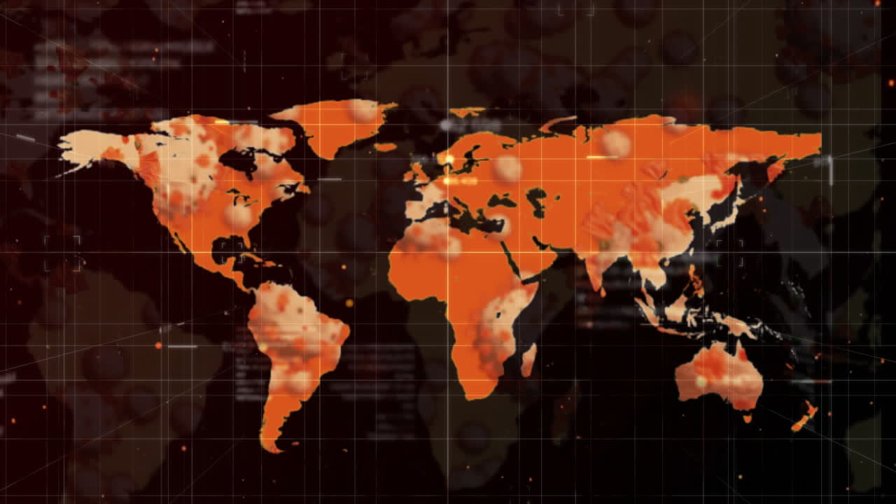 animación del mapa del mundo y la red de conexiones en fondo negro