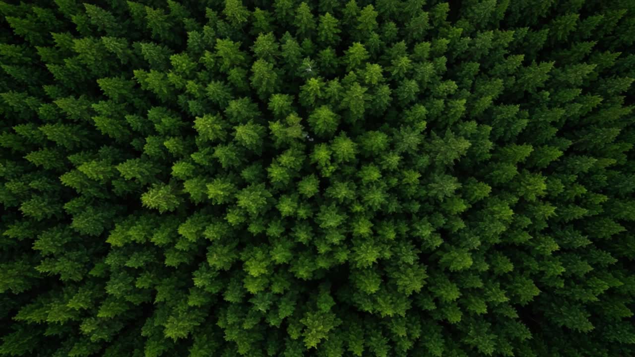 Stunning Aerial View of Dense Evergreen Forests Showing Vibrant Green ...