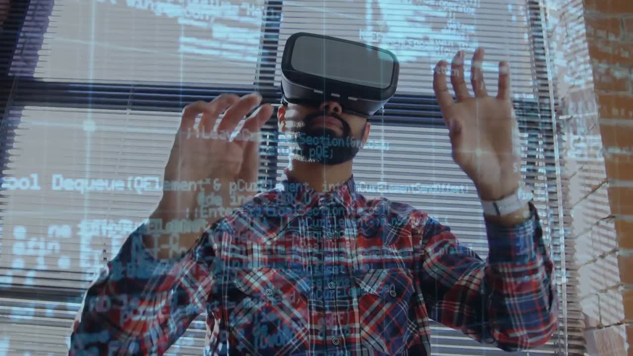 hombre deslizando en el aire mientras usa un auricular de realidad virtual