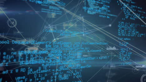 animación del procesamiento de datos y la red de conexiones
