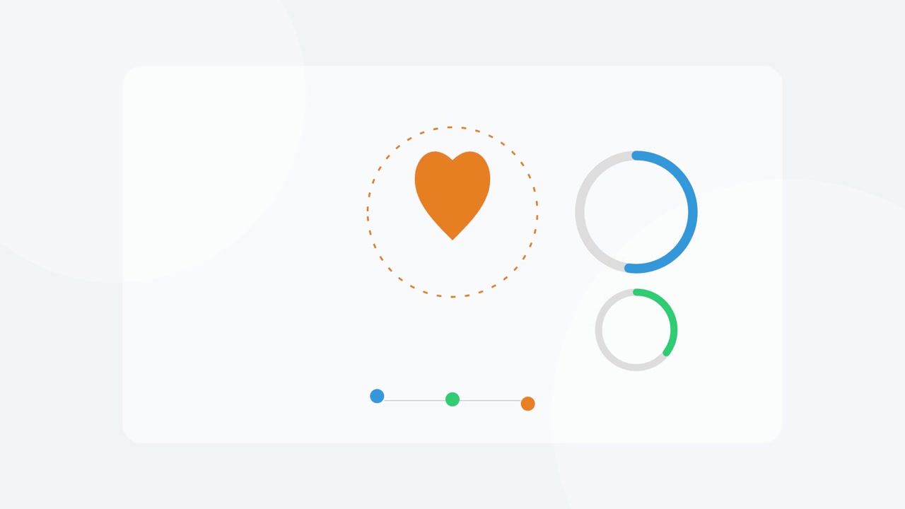 Icona a cuore animata minimalista con indicatori di progresso di caricamento